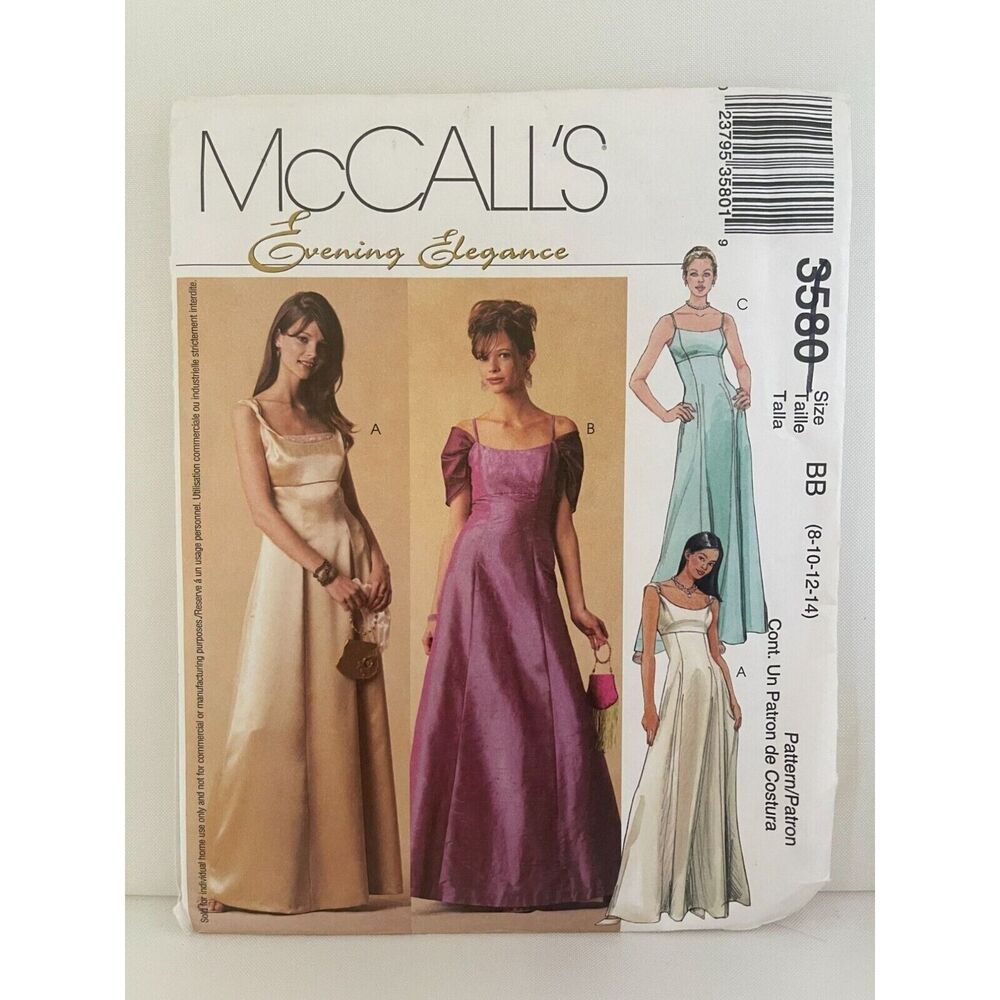 #3580 McCalls Misses Lined Dresses Sewing Pattern